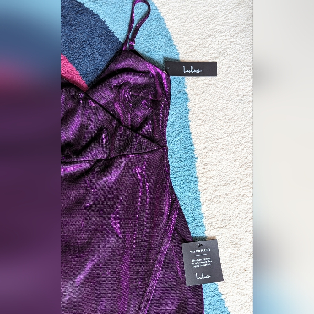 NWT Lulu's Purple Metallic Shimmer Dress - Picture 5 of 14